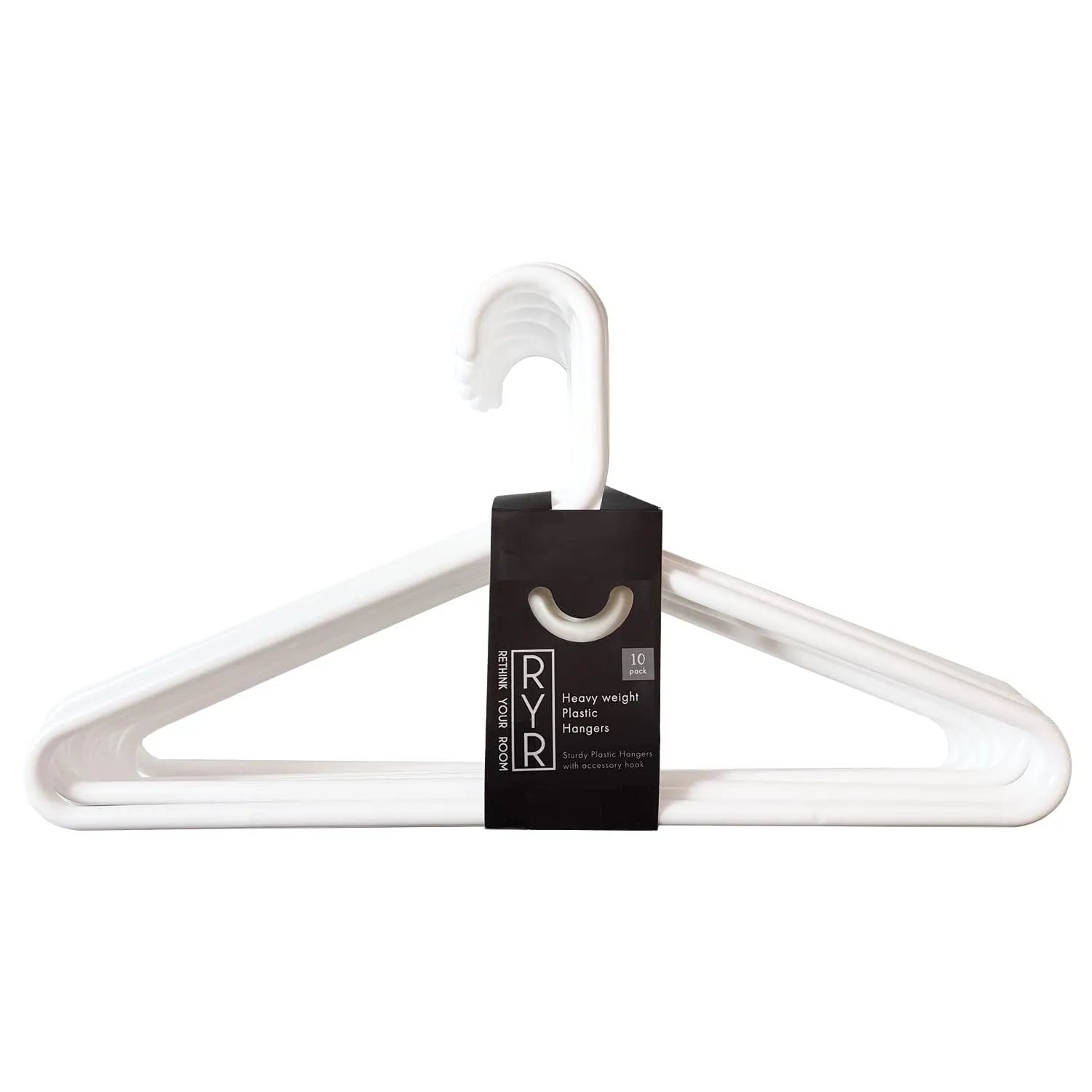 10 Pack Of Heavyweight Plastic Hangers - Durable And Space-Saving Solution - Hom