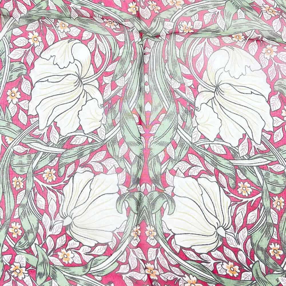 100%Pure Silk Scarf  - William Morris Pimpernel and Thyme Red