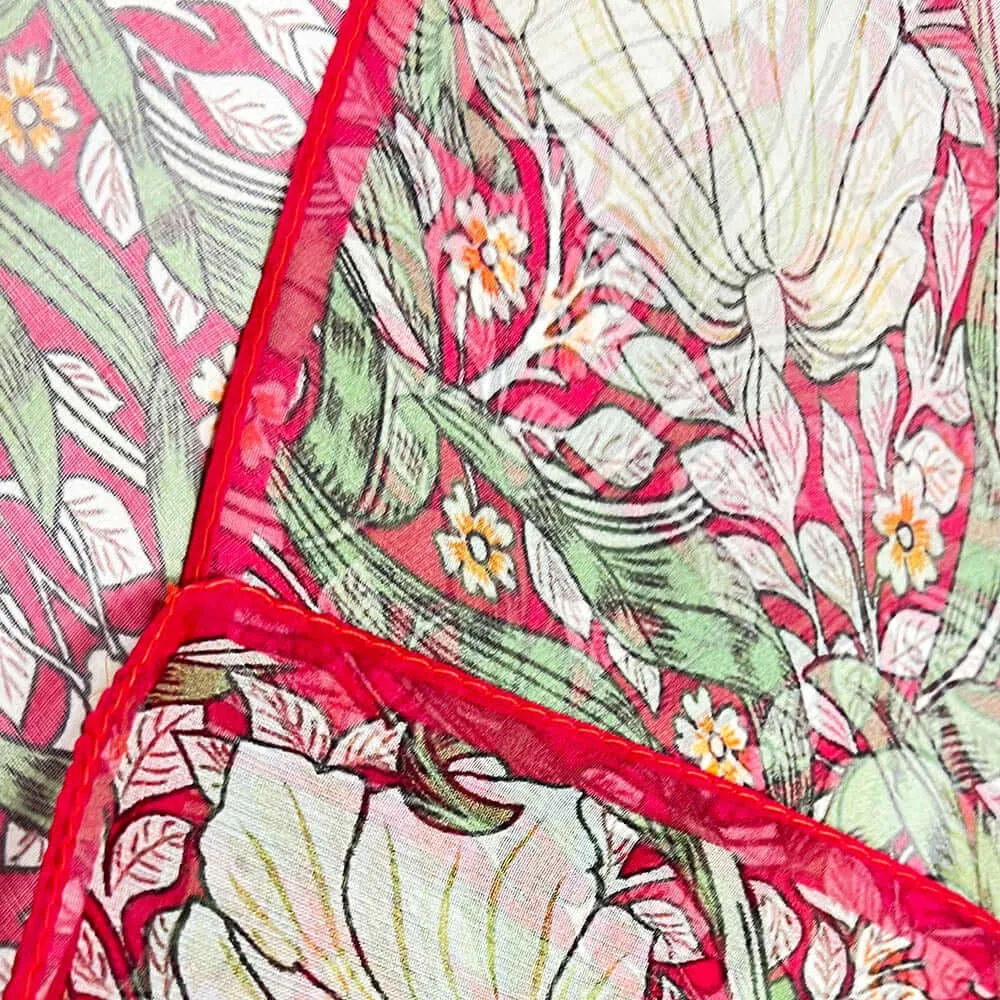 100%Pure Silk Scarf  - William Morris Pimpernel and Thyme Red