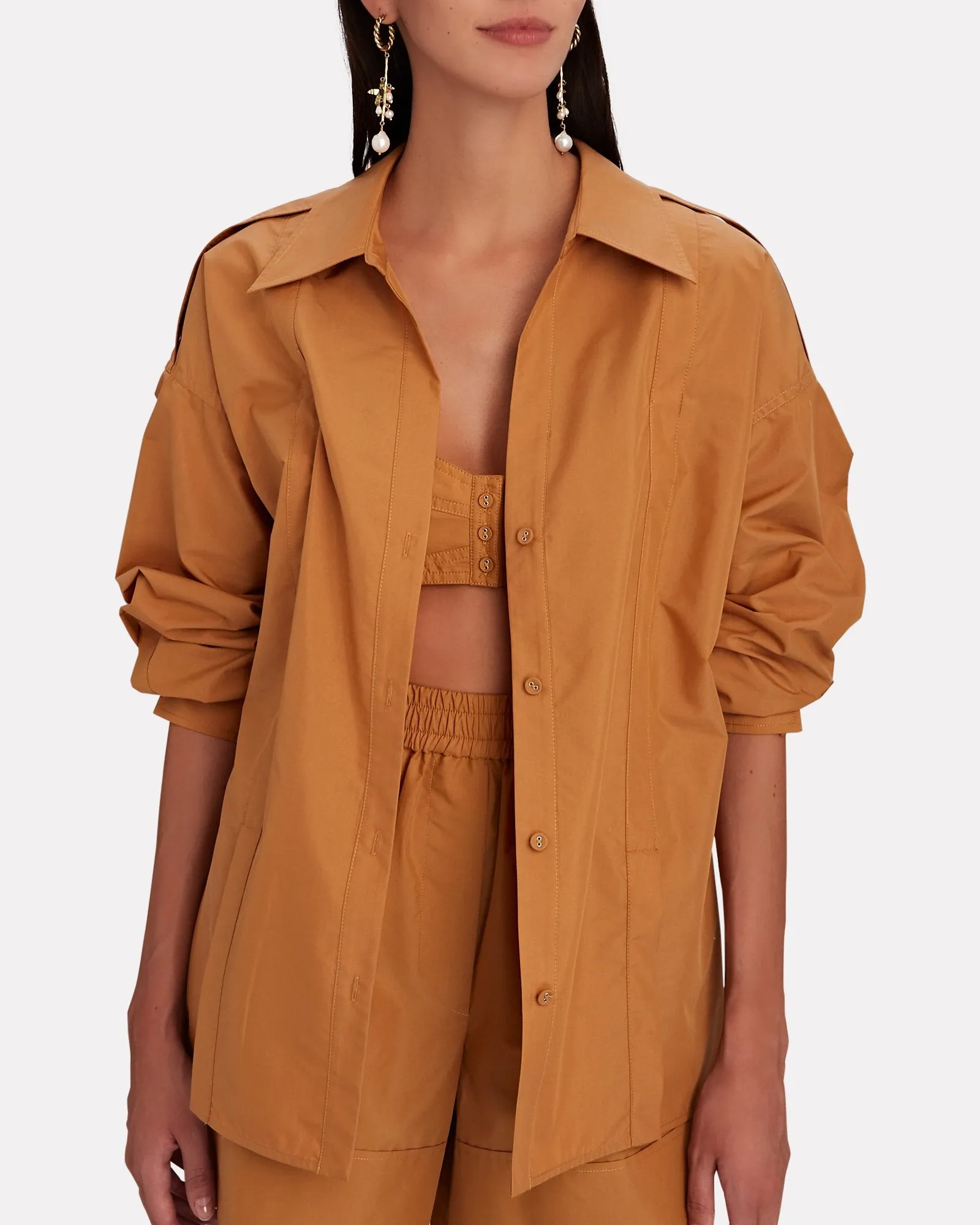 3.1 Phillip Lim Bra-Detail Oversized Poplin Shirt