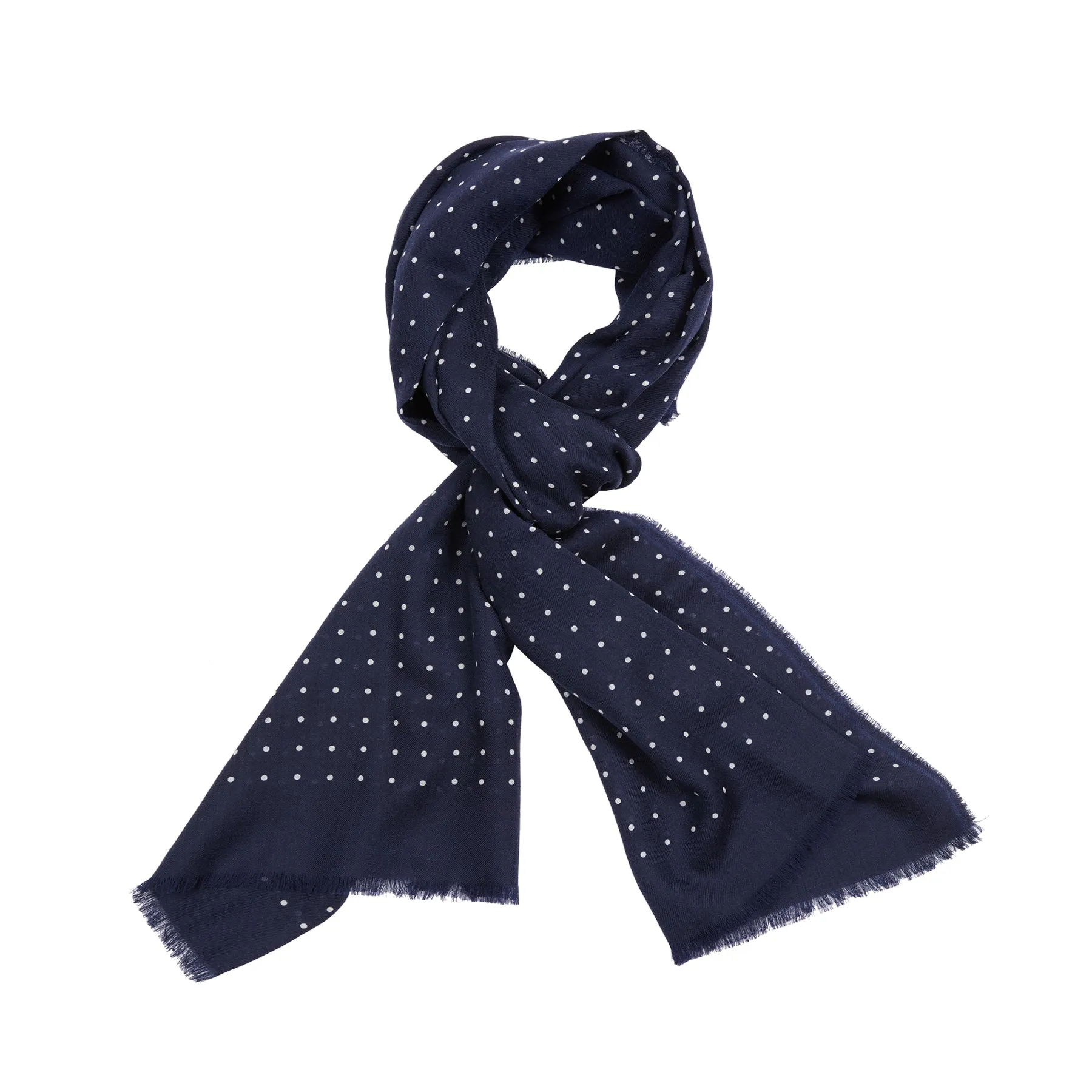 Begg & Co Wispy Hanover Cashmere Scarf in Navy/White