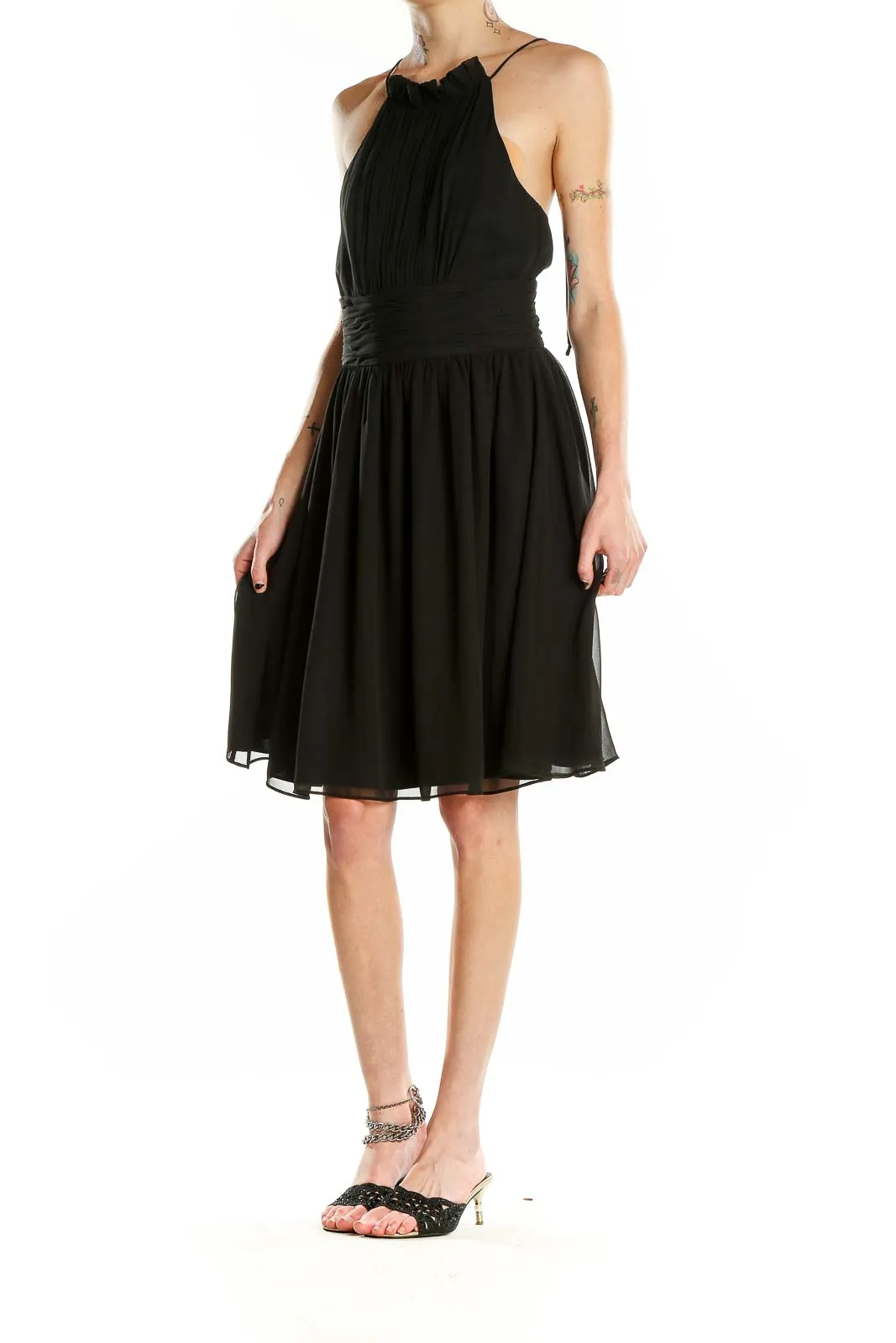 Black Elegant Halter Neck Cocktail Dress