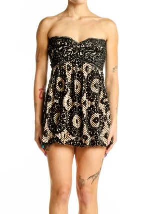 Black Lace Strapless Mini Dress