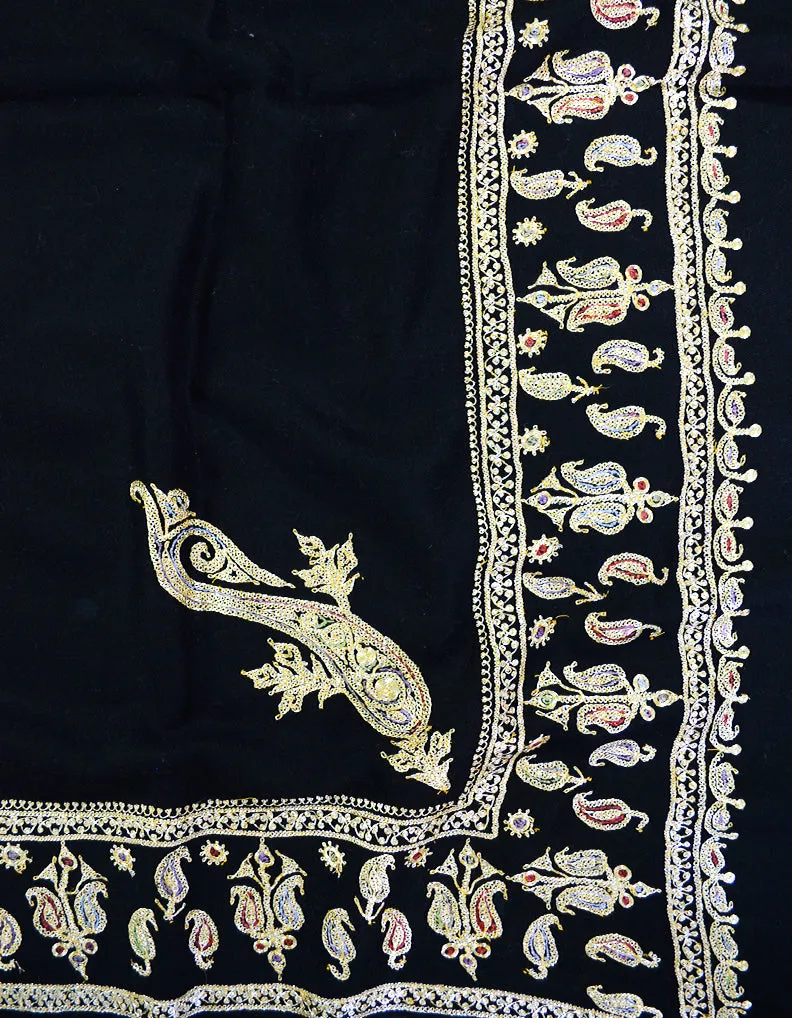 black tilla embroidery pashmina shawl 8419