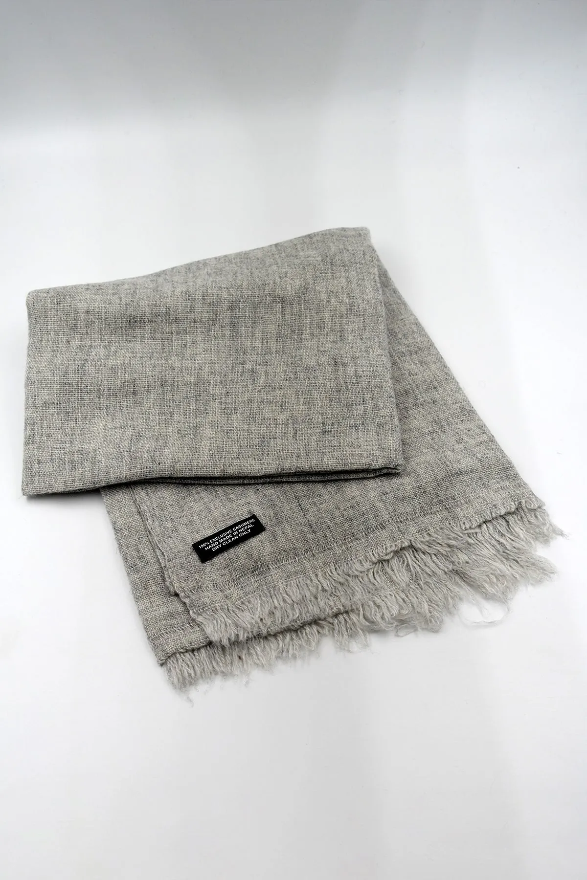 Cashmere Pashmina Shawl Handwoven Nepal wrap Knit Woven scarf Light grey