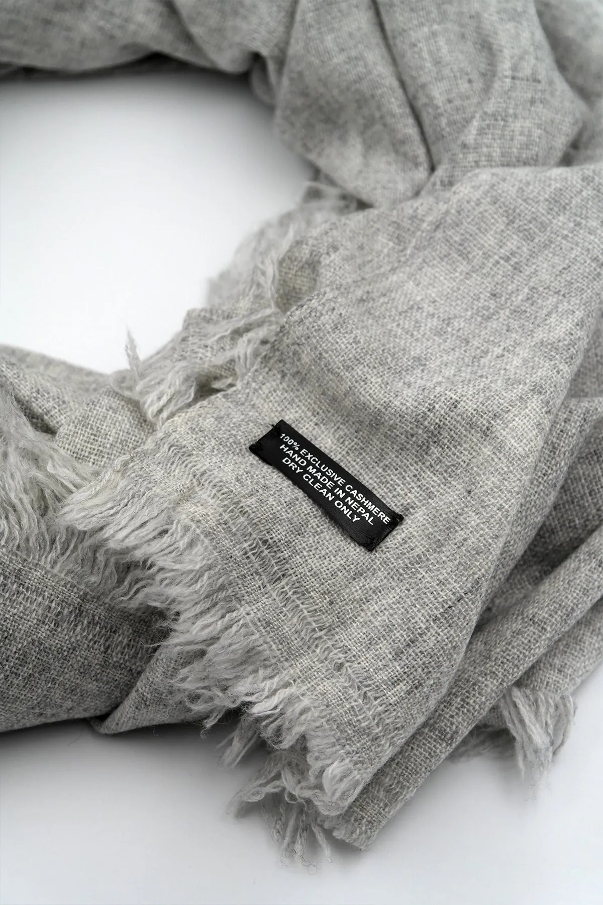 Cashmere Pashmina Shawl Handwoven Nepal wrap Knit Woven scarf Light grey