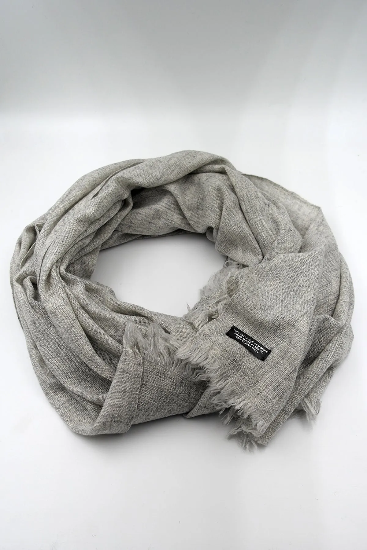 Cashmere Pashmina Shawl Handwoven Nepal wrap Knit Woven scarf Light grey