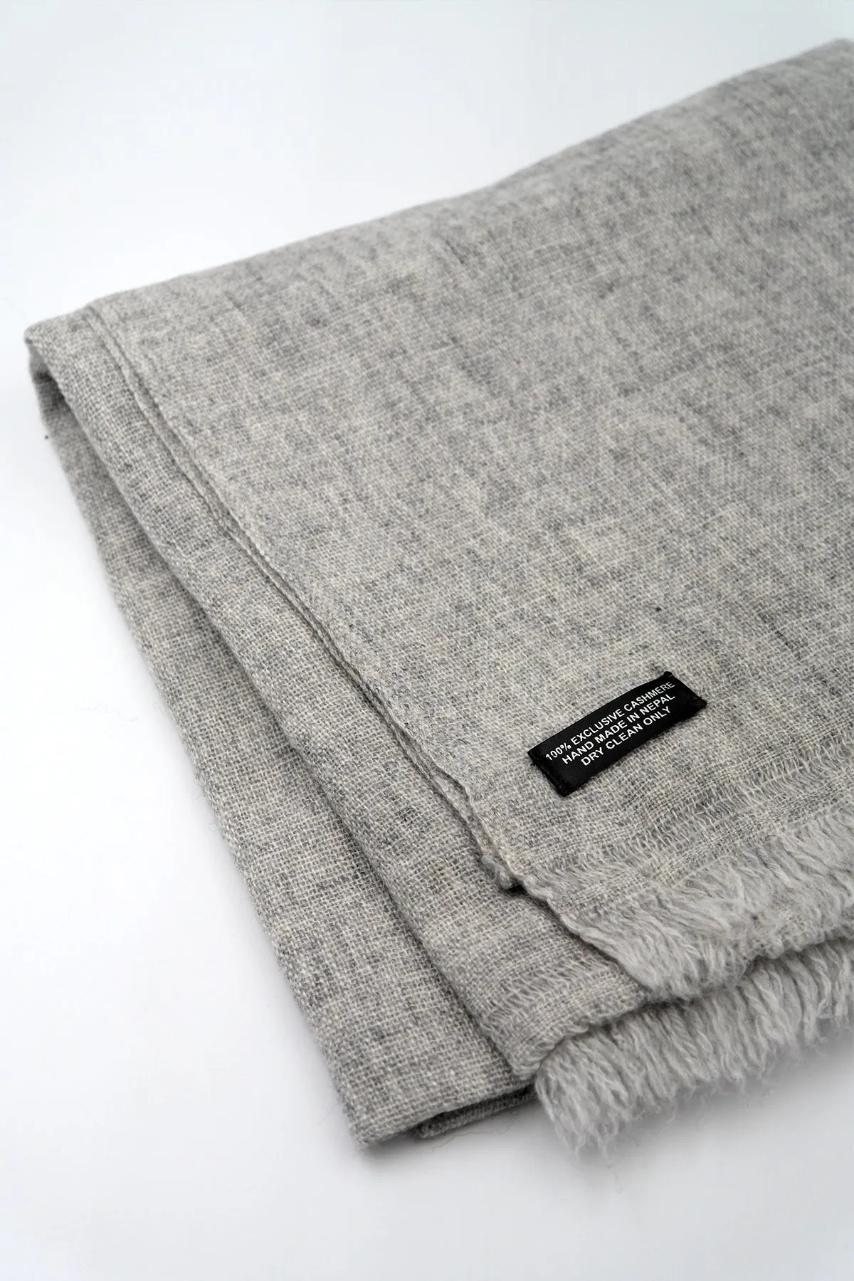 Cashmere Pashmina Shawl Handwoven Nepal wrap Knit Woven scarf Light grey