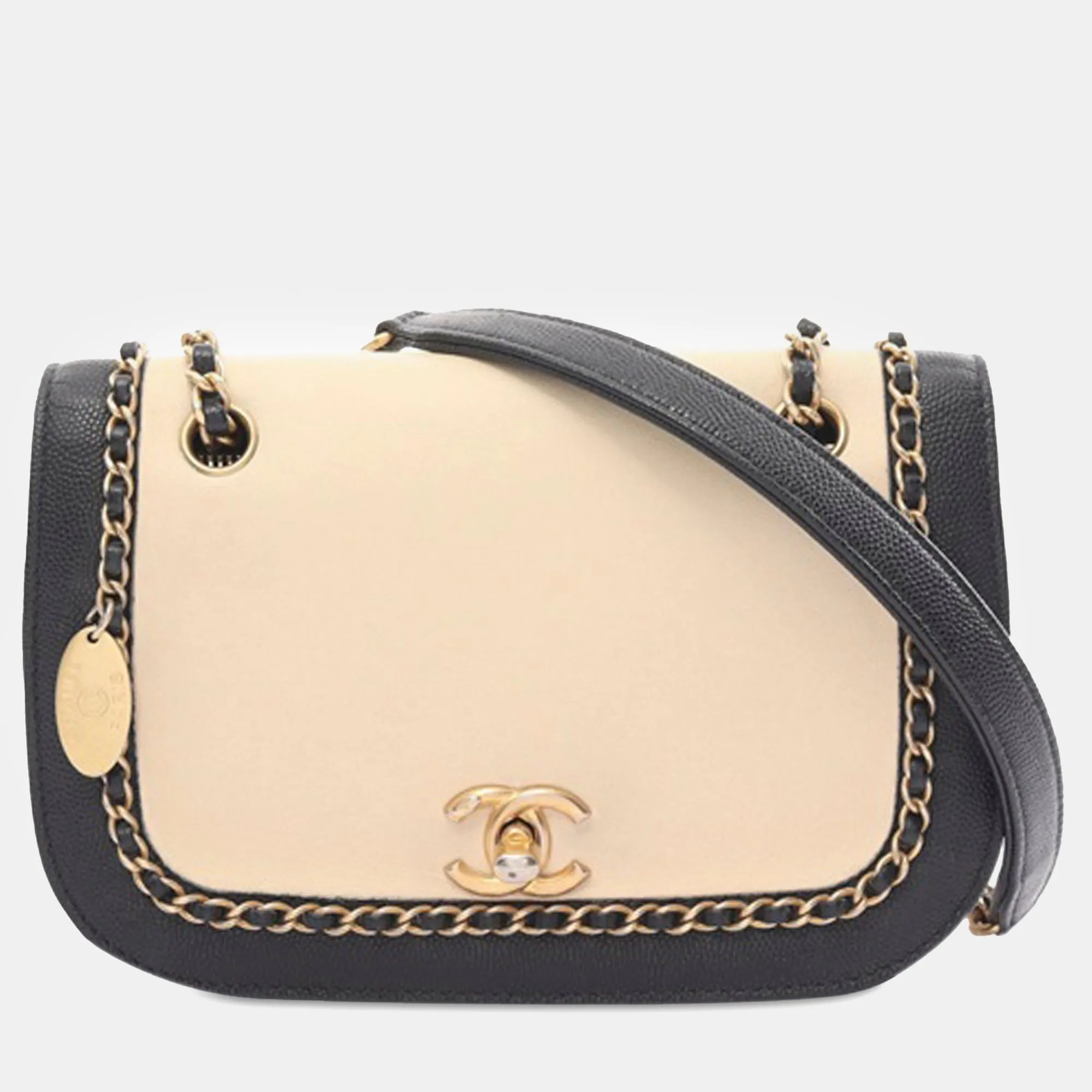 CC Lambskin and Caviar Chain Around Crossbody Bag