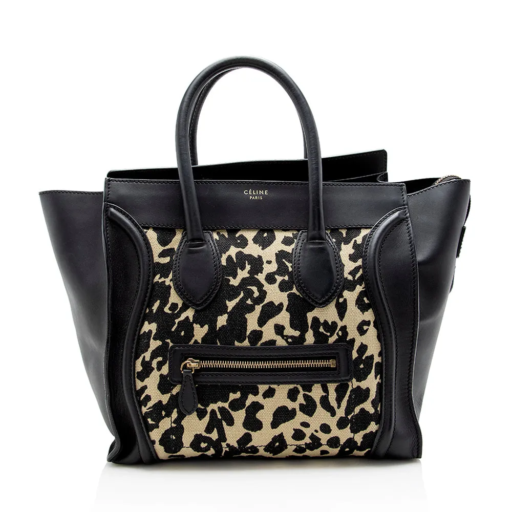 Celine Leopard Canvas Mini Luggage Tote (SHF-15340)