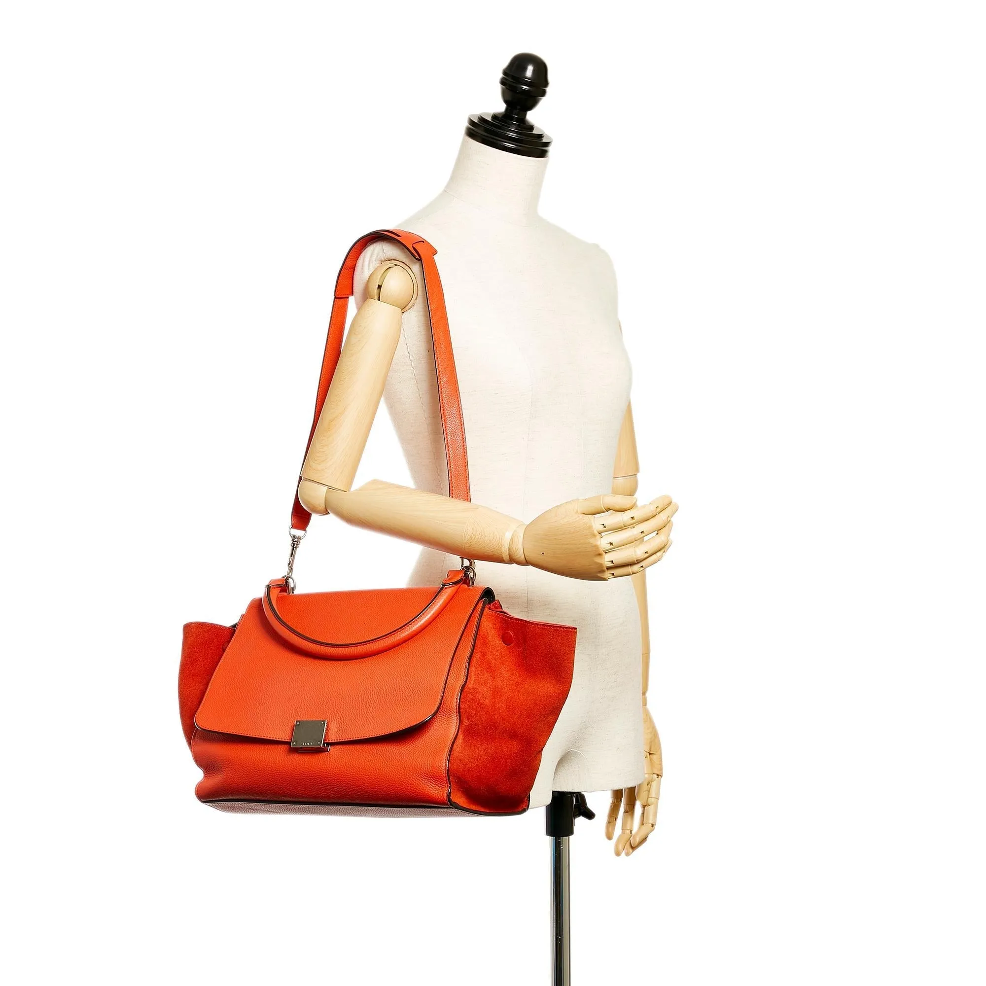 Celine Trapeze Leather Satchel (SHG-26966)