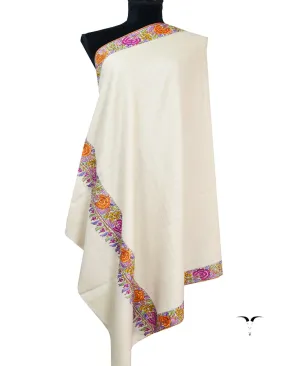 creamy white embroidery pashmina shawl 8592