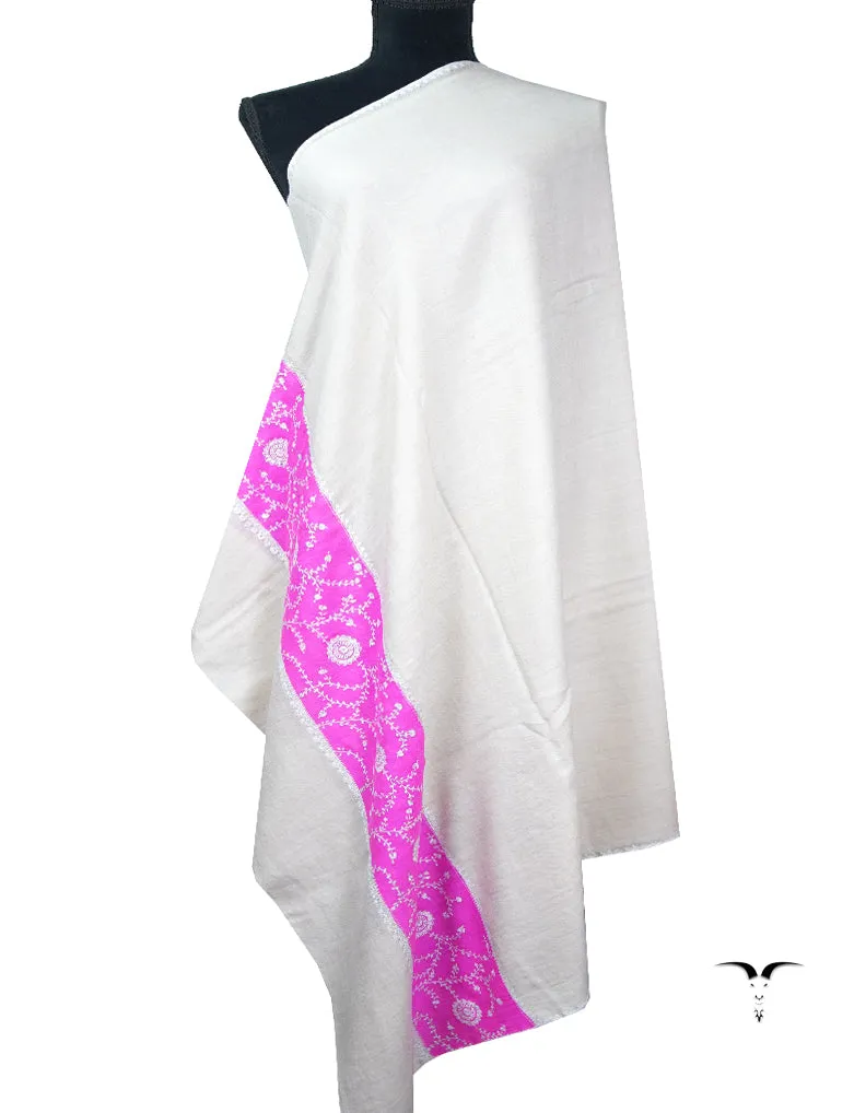 creamy white embroidery pashmina shawl 8888