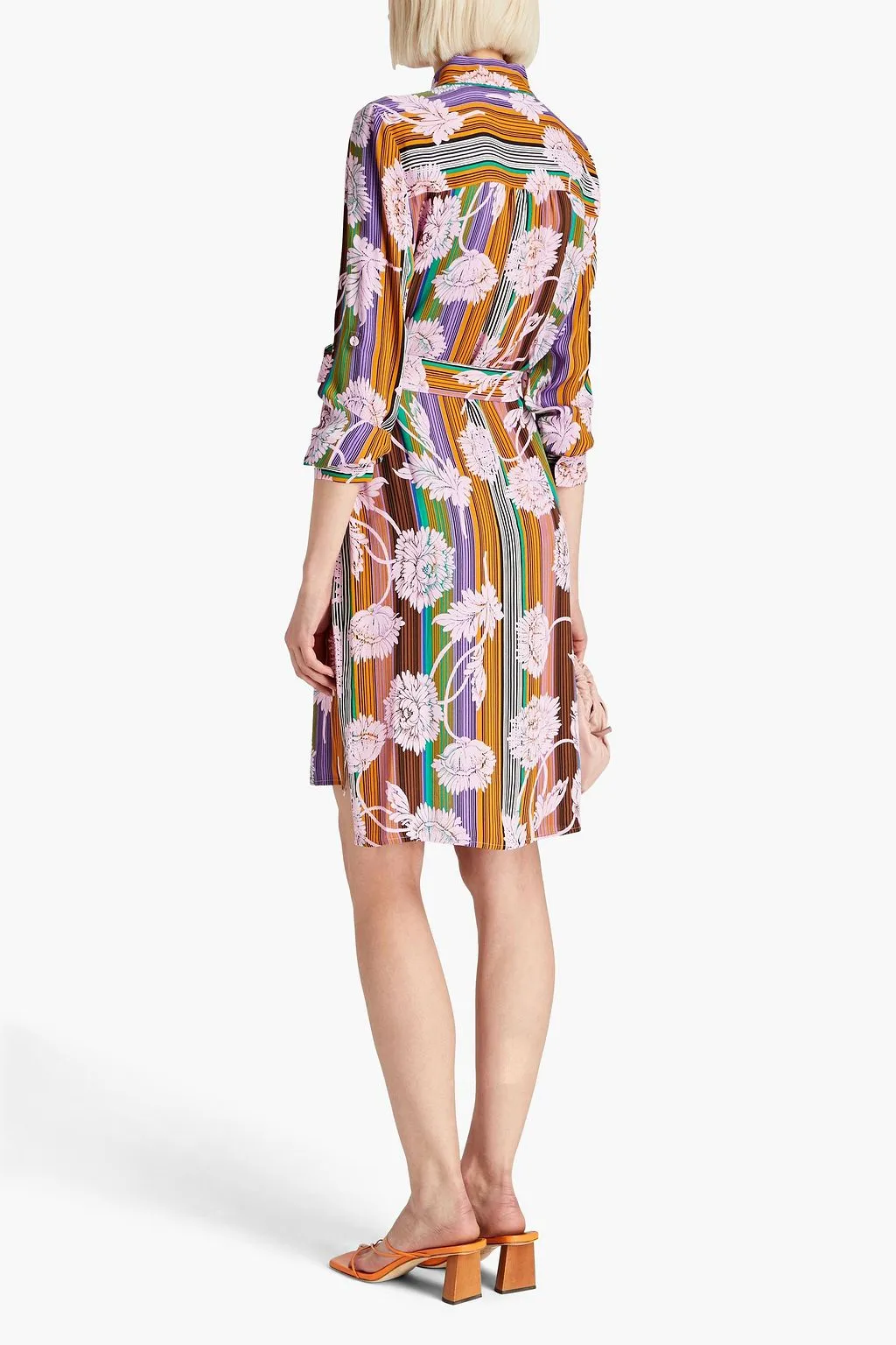 Crepe de Chine mini shirt dress with Prita DIANE VON FURSTENBERG print, lilac