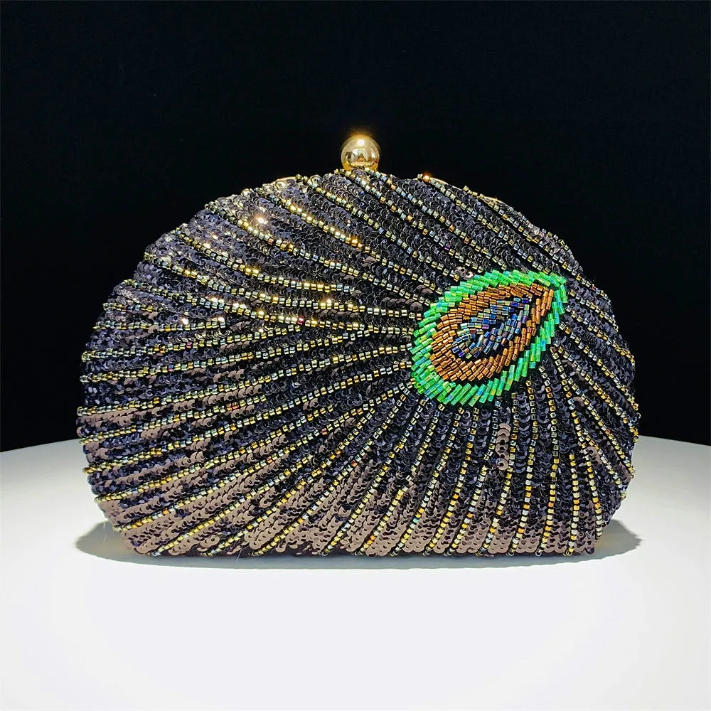 Delicate Beading Shell Clutch Women's Handbags