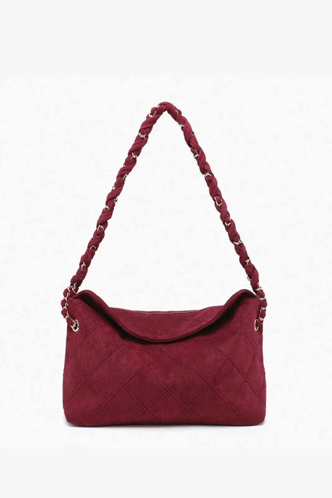 Dominique Faux Suede Quilted Shoulder Bag