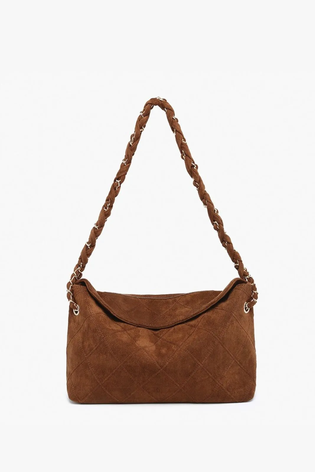 Dominique Faux Suede Quilted Shoulder Bag