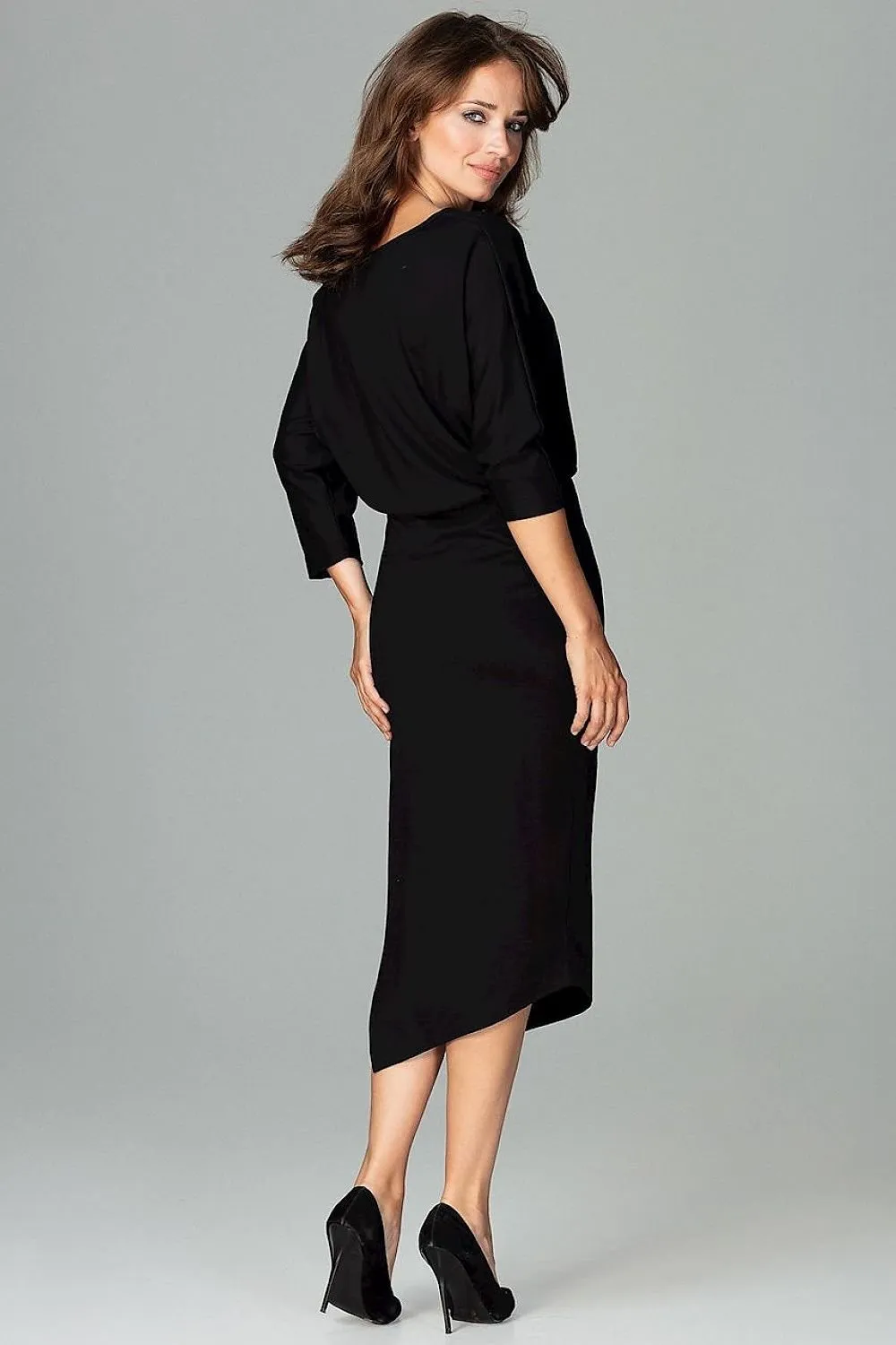 Elegant Asymmetrical Kimono Sleeve Cocktail Dress