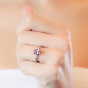 Emerald Bezel Ring in Fancy Pink