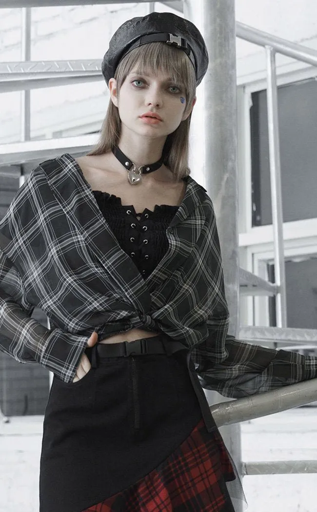 Fiendish Shadows Sheer Shirt | White Plaid