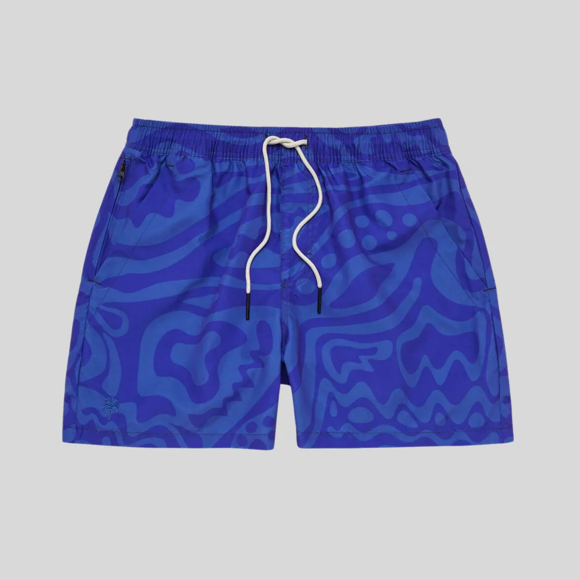 Flowing Abstract Print Swim Shorts - Blue