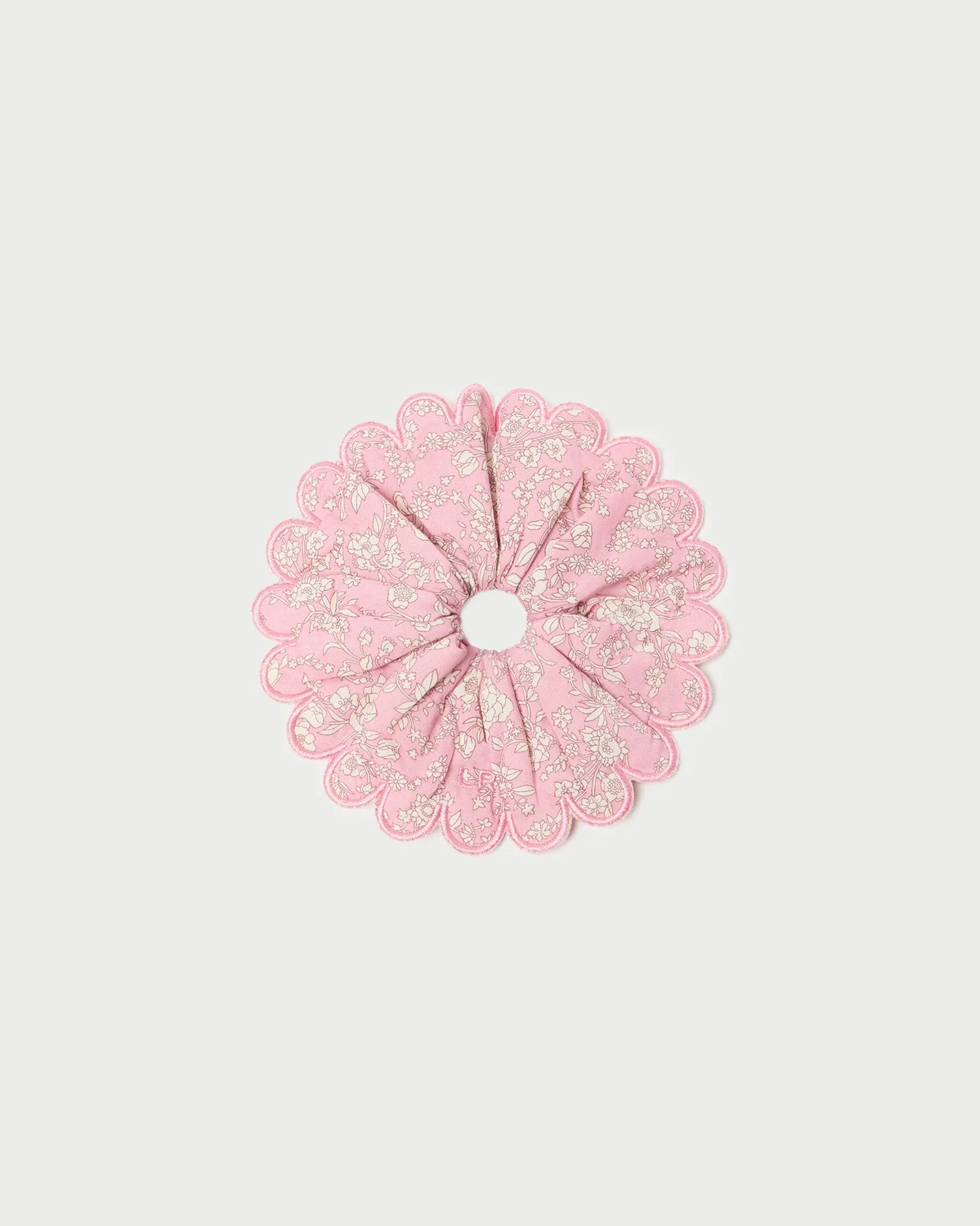 Frankie Pink Floral Scallop Scrunchie