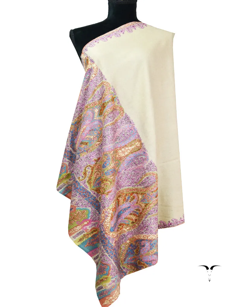 light natural kalamkari Pashmina shawl 8640