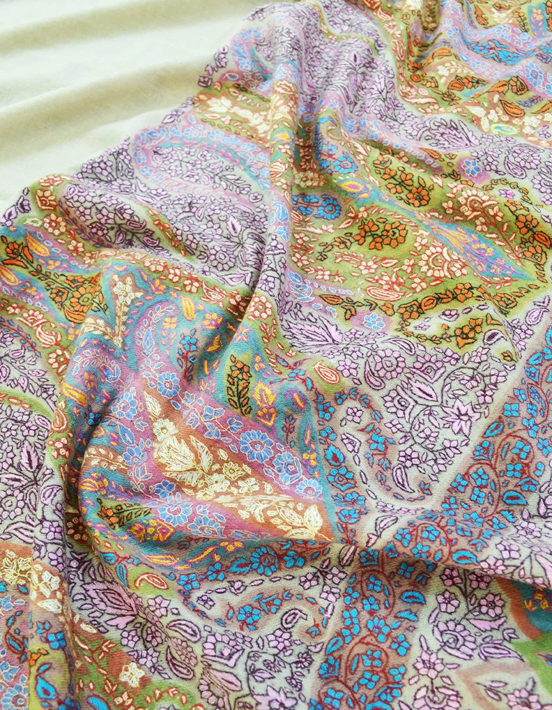 light natural kalamkari Pashmina shawl 8640