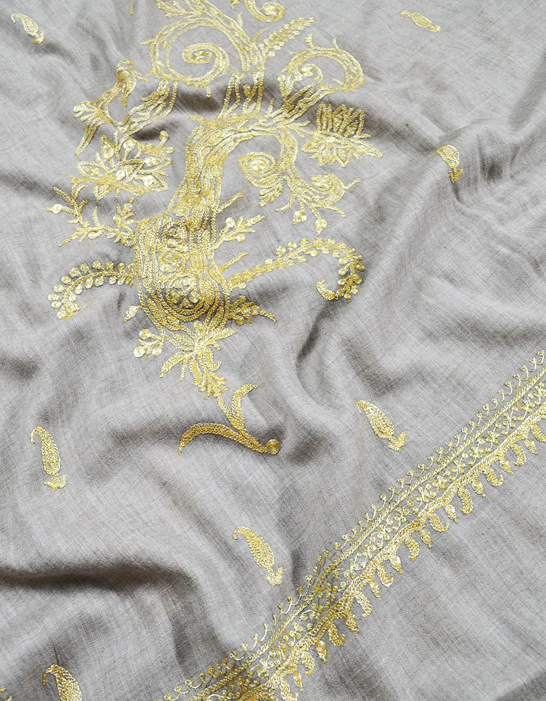 light natural tilla embroidery pashmina shawl 8611