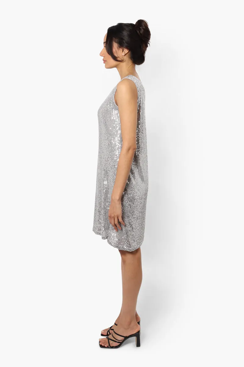 Limite Sleeveless Sequin Cocktail Dress - Grey