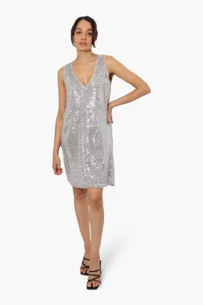 Limite Sleeveless Sequin Cocktail Dress - Grey