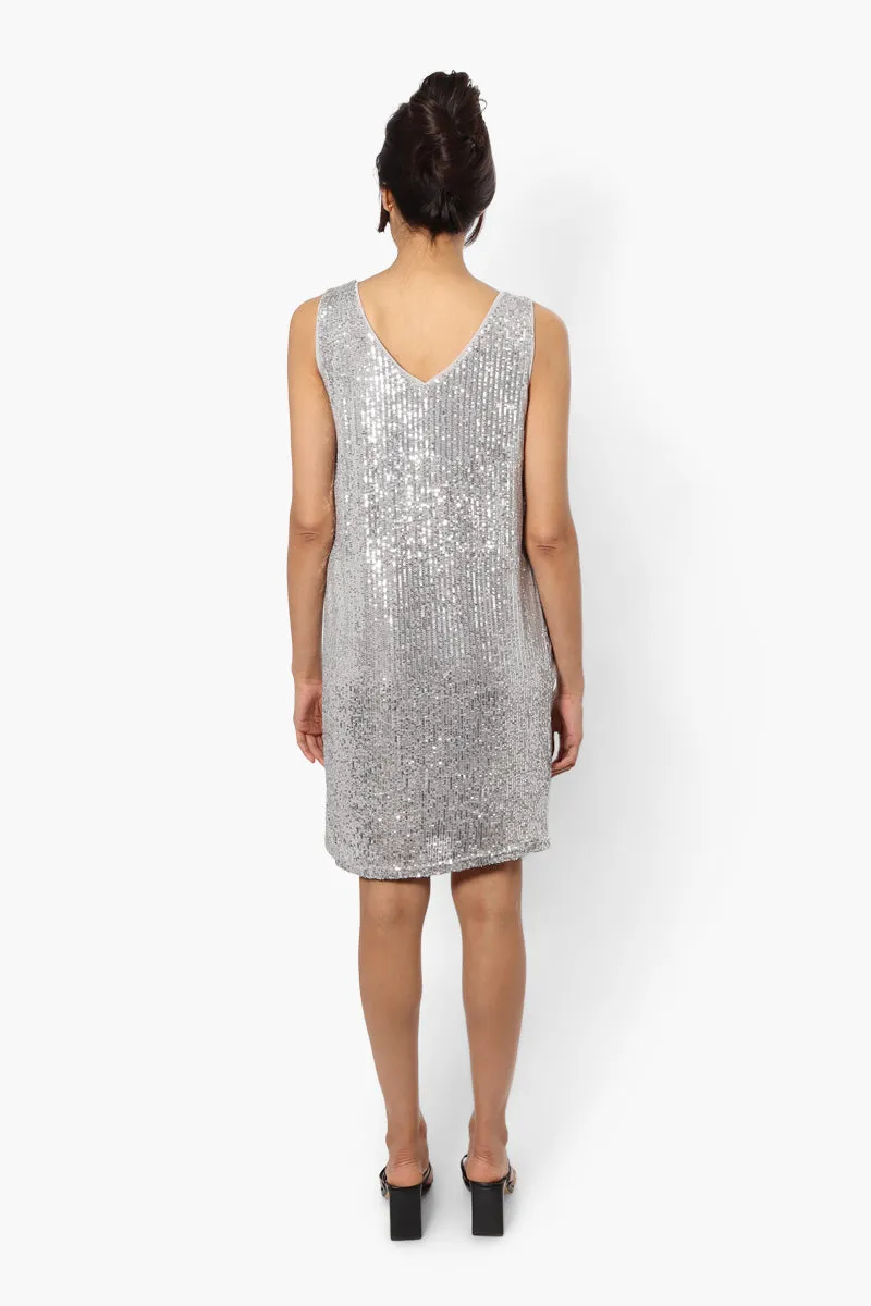 Limite Sleeveless Sequin Cocktail Dress - Grey