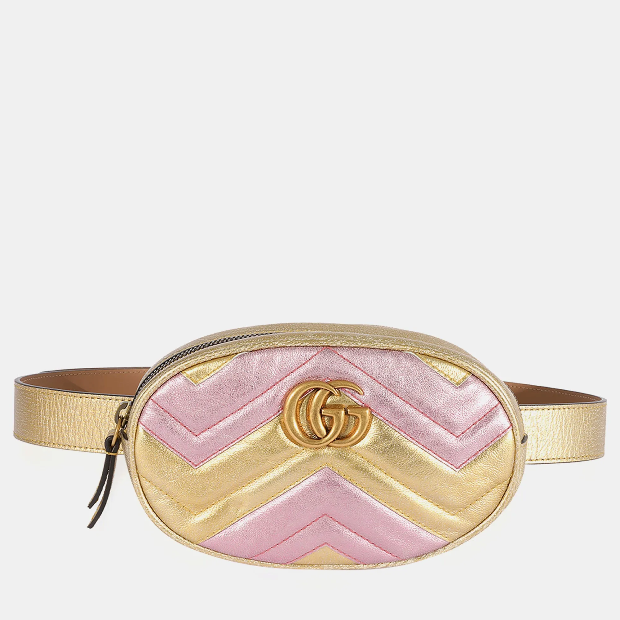 Metallic Gold & Pink Matelasse Marmont Belt Bag