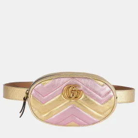 Metallic Gold & Pink Matelasse Marmont Belt Bag