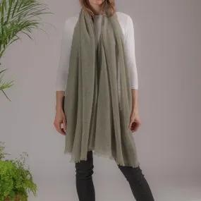 Military Green Gossamer Cashmere Shawl