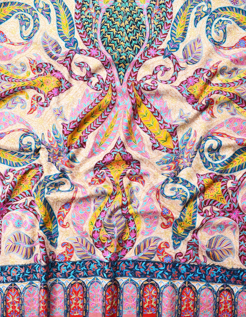 multicolored kalamkari Pashmina shawl 7797