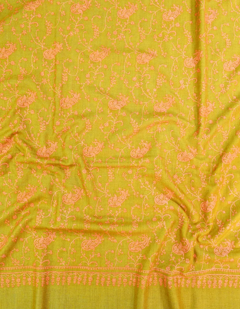 mustard jaali embroidery pashmina shawl 8533