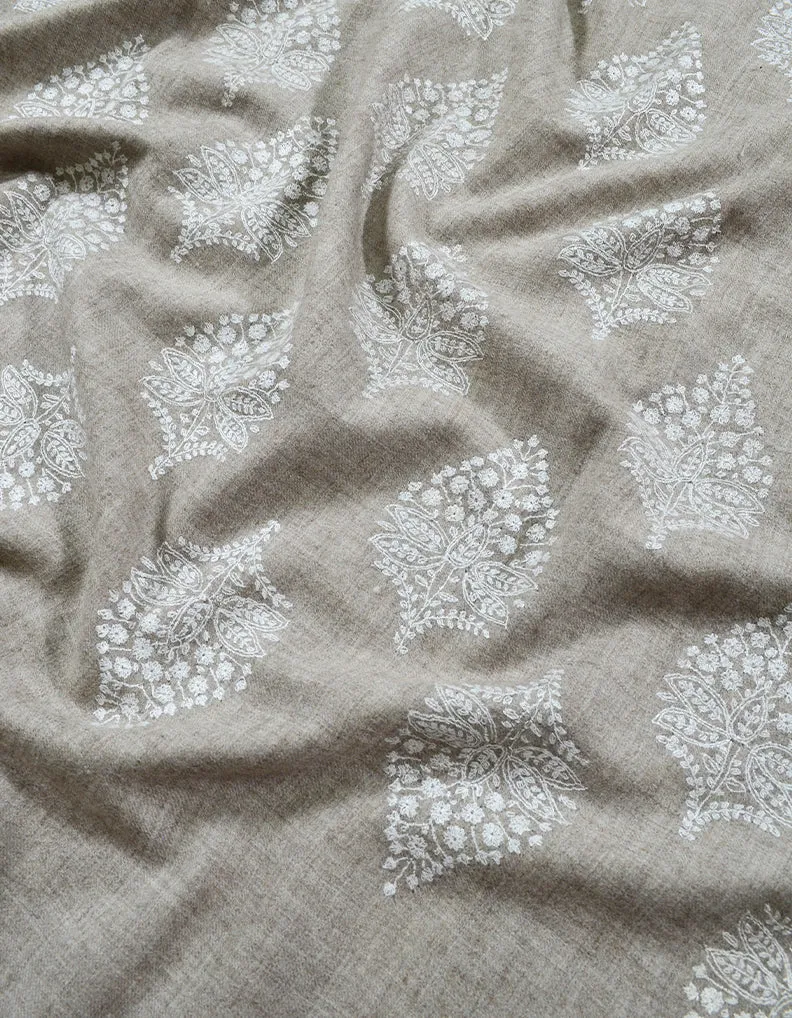 Natural Embroidery Pashmina Shawl 7707