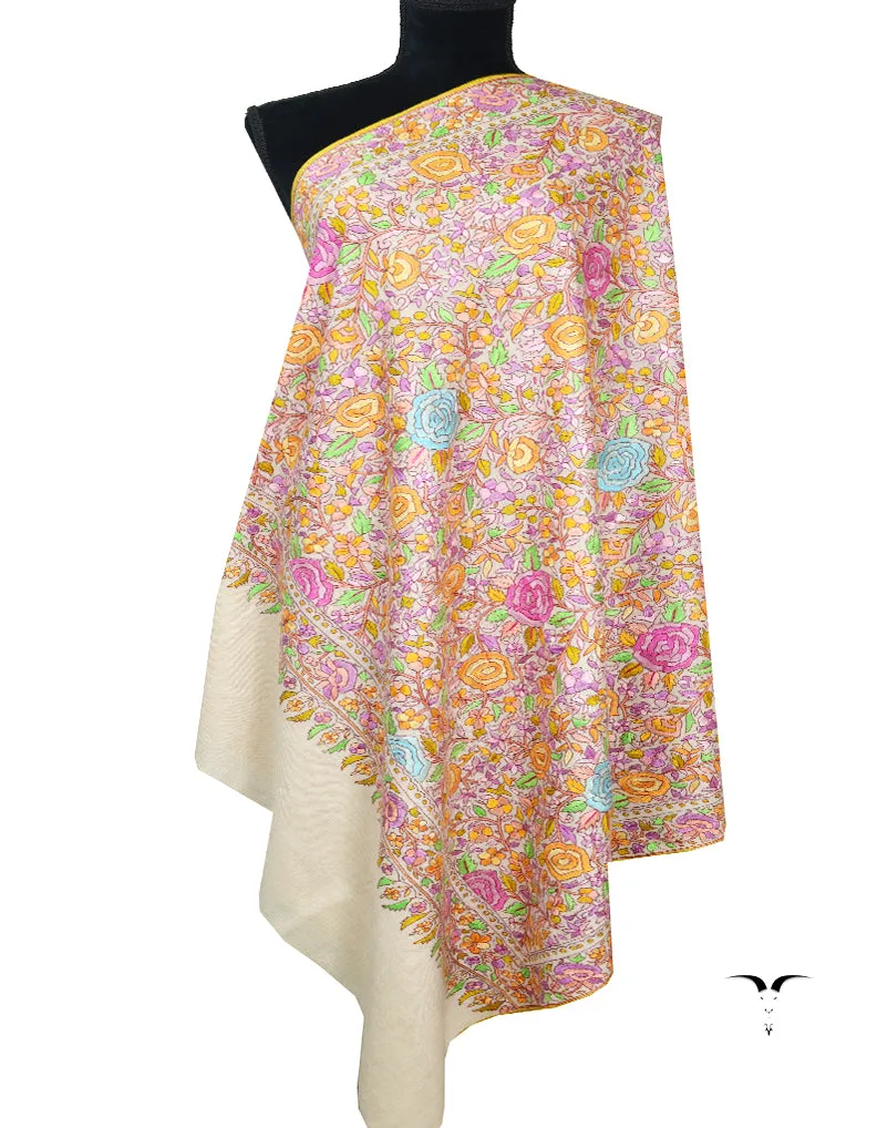 natural gulabdaar jamma embroidery pashmina shawl 8191