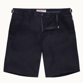 Navy Norwich Mid-Length Linen Shorts