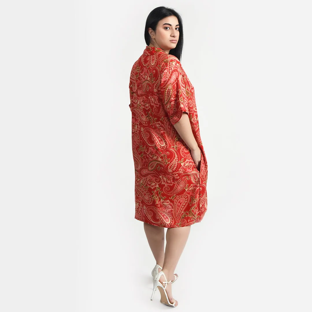 Red Viscose Shirt Dress Size 12-30 SO2