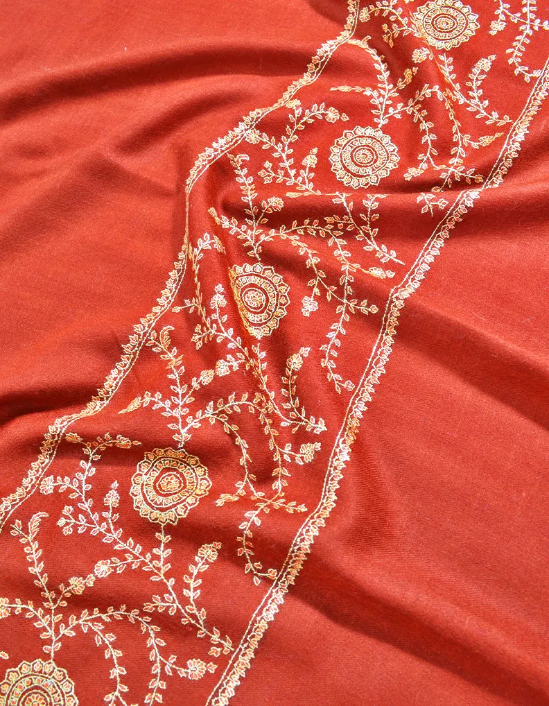 rust embroidery pashmina shawl 8220