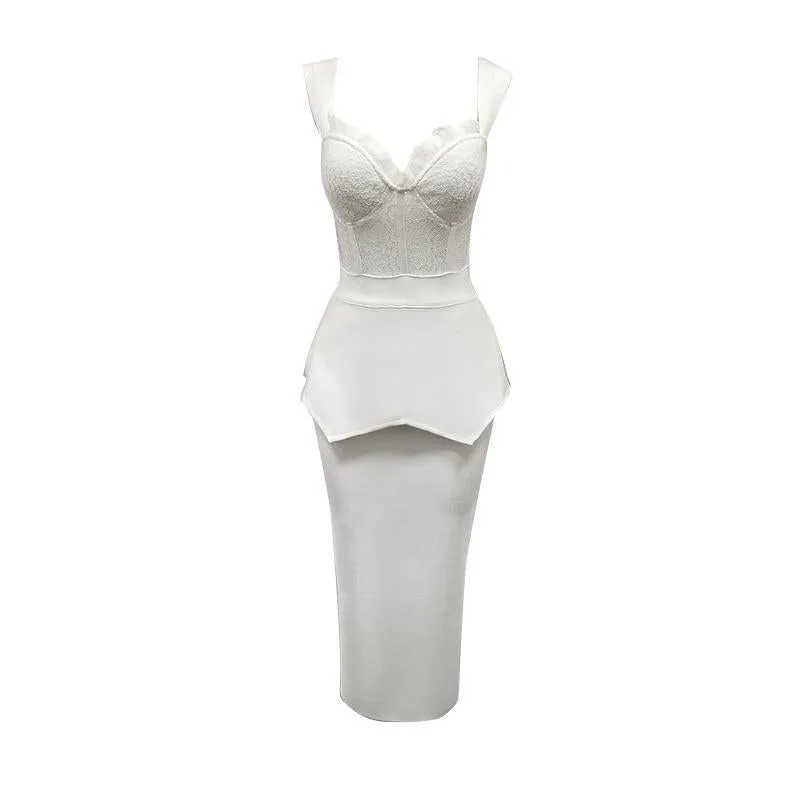 sd-hk White Party Dress for Women Two Piece Girls Night Wear Set