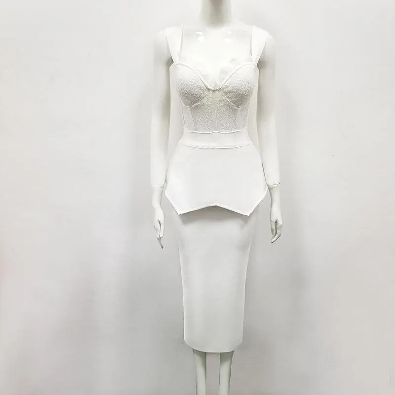 sd-hk White Party Dress for Women Two Piece Girls Night Wear Set