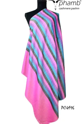 stripes shawl with pinnk border-4916