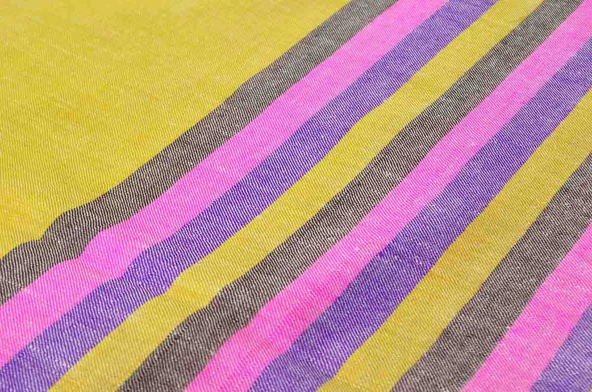 stripes shawl with yellow border - 4915