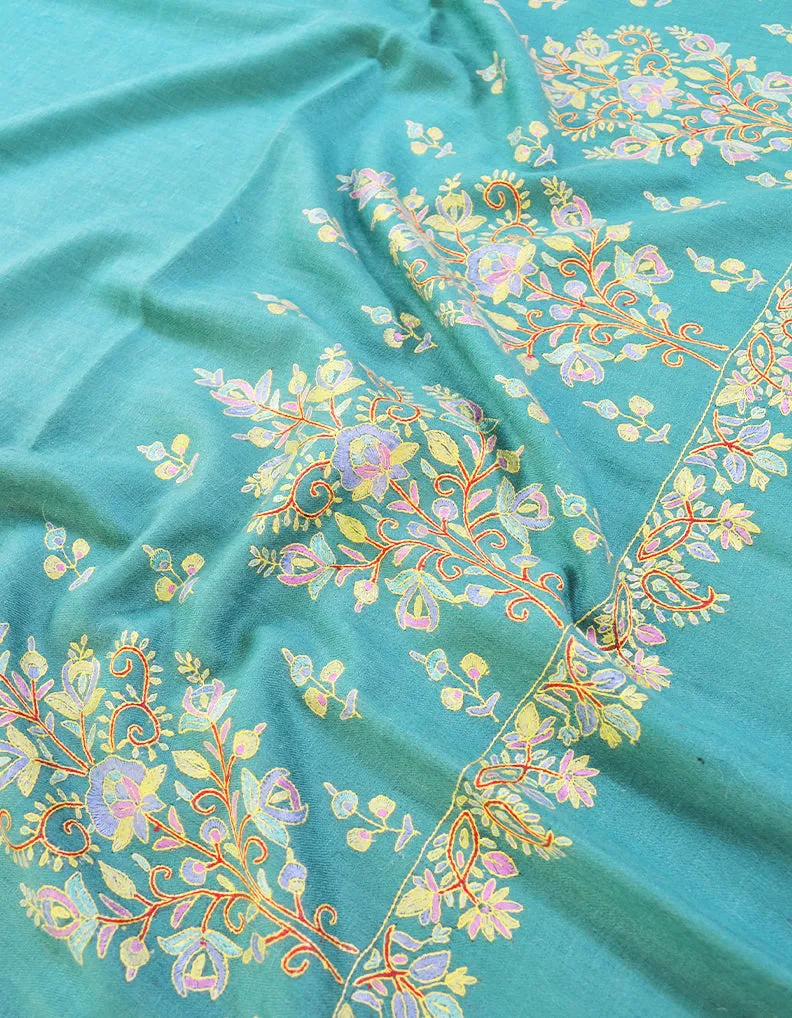 tiffany blue embroidery Pashmina shawl 8653