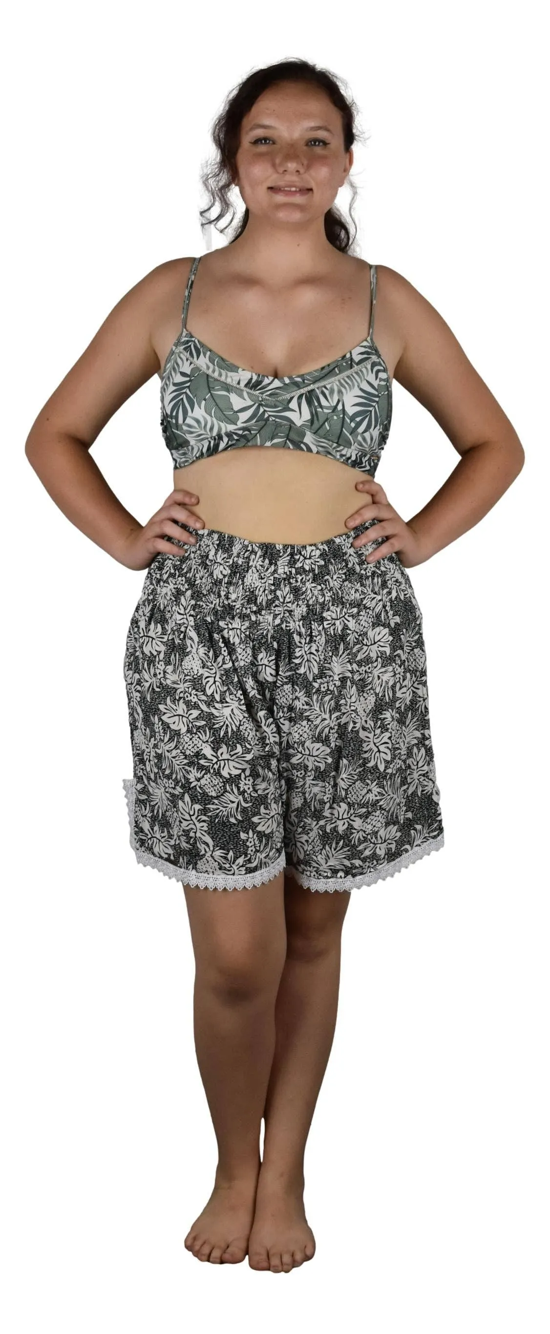 Tropicana Island Style Shorts with Lace Trim