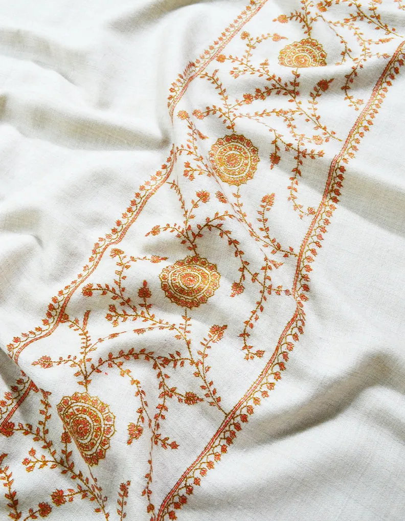 white embroidery pashmina shawl 8158