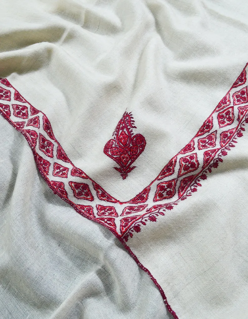 white embroidery pashmina shawl 8525